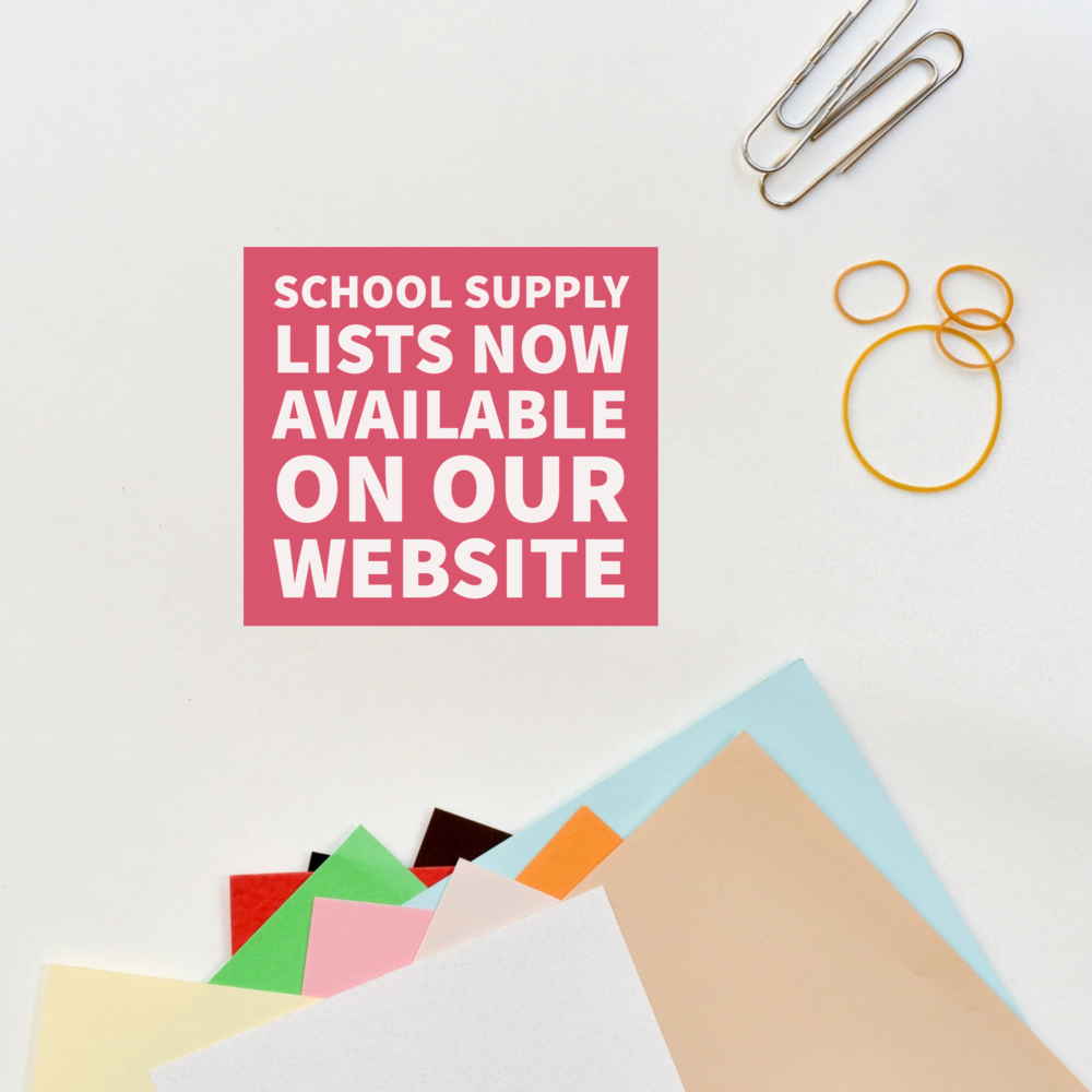 School Supply lists now available on our website 