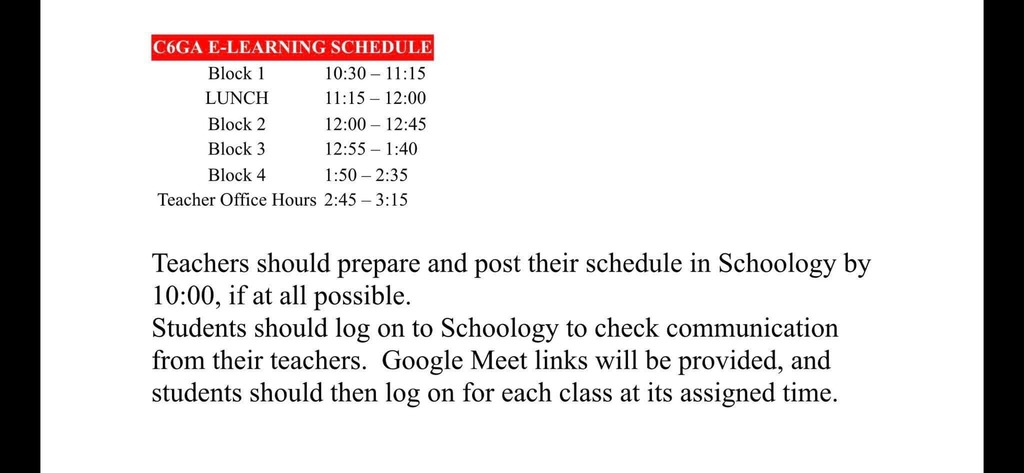 E-Learning Schedule