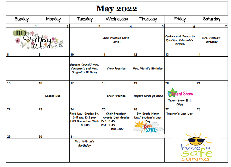 May 2022 Calendar 